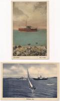 Balaton, gőzhajók - 12 db régi képeslap / 12 pre-1945 postcards