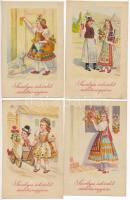 7 db RÉGI magyar népviseletes motívum képeslap születésnapi üdvözlettel / 7 pre-1945 Hungarian folklore motive postcards with Birthday greetings