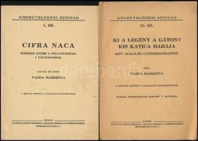 1912-1947 Vegyes nyomtatvány tétel, 3 db:  Közművelődési Színpad 2 száma (1. sz, 13 sz.):  Vajda Marietta: Cifra Naca. Énekes játék 3 felvonásban, 1 változtatással. Nyíregyháza,1946, Tanügyi Könyvesbolt, 45+2 p. ;  Vajda Marietta: Ki a legény a gáton? Kis katica babája. Két alkalmi gyermekjelenet. Nyíregyháza,1947, Tanügyi Könyvesbolt, 8 p. ; +  Nagy József: Polgáriskolák 1910-11. évi tanulmányutjai. Bp., 1912, Stephaneum, 11 p.