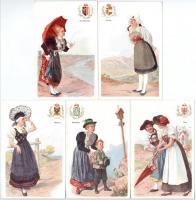 11 db RÉGI motívum képeslap: Osztrák tartományok népviselete és címere / 11 pre-1905 motive postcard...