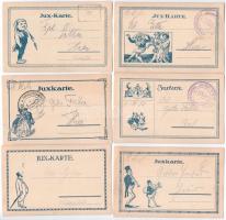 6 db RÉGI saját kézzel rajzolt pornográf motívum képeslap / 6 pre-1905 pornographic hand-drawn motiv...