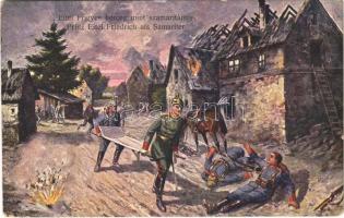 1917 Eitel Frigyes herceg mint szamaritánus / Prinz Eitel Friedrich als Samariter / WWI German and Austro-Hungarian K.u.K. military art postcard, Prince Eitel Friedrich of Prussia as a frist-aid volunteer
