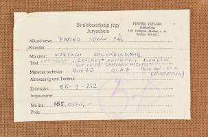 Pintér István Pál (1948-): Karcagi kálváriadomb, 1996. Olaj, farost, jelzett, fa keretben. 60×70 cm....