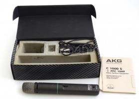 AKG acoustics C 1000 S vintage mikrofon, vezetékkel, PPC 1000 Polar pattern converter nélkül, eredeti dobozában, német, angol és francia nyelvű leírással, h: 22 cm