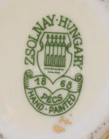 Zsolnay búzavirág mintás porcelán váza, jelzett,  apró kopásnyomokkal, m: 6 cm