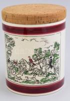 Orlik tobacco német kerámia pipadohány tartó edény parafa fedéllel, alján feliratozott, repedéssel, m: 14,5 cm, d. 11 cm