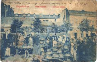 1912 Debrecen, Degenfeld tér, Kenyér piac. Mihály Sámuel kiadása (felszíni sérülés / surface damage)