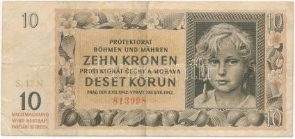 Német Harmadik Birodalom / Cseh-Morva Protektorátus 1942. 10K T:III German Third Empire / Protectorate of Bohemia and Moravia 1942. 10 Korun C:F Krause P#8