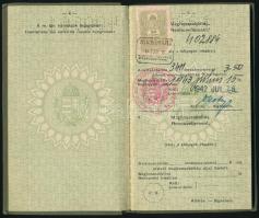 1942 Fehér Anna (1921-1999) olimpiai ezüstérmes tornász, edző fényképes, keményfedeles útlevele sok ...