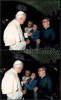 1991 3 db fotó és 2 db belépőjegy II. János Pál pápával való találkozásra, 25x20 cm