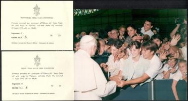 1991 3 db fotó és 2 db belépőjegy II. János Pál pápával való találkozásra, 25x20 cm