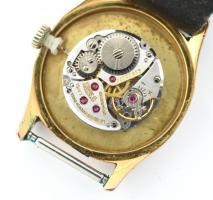 Longines mechanikus karóra, bőr szíjjal, működik, üveglap és szíj kopottas, d: 2,3 cm