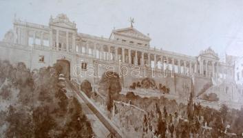 cca 1896 Schickedanz Albert (1846-1915) műépítész, festő, a Millenniumi emlékmű, a Műcsarnok és a Sz...