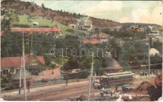 1908 Soda Springs Manitou (Colorado), tram, horse-drawn carriages (wet damage)