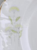 Pipacs mintás szecessziós porcelán tányérok, 6 db lapos és 6 db mély, jelzett, kézzel festett, kopás...