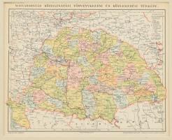 cca 1896 Magyarország közigazgatási, törvénykezési és közlekedési térképe, Pallas Nagy Lexikona, Bp., Posner-ny., paszpartuban, 22,5x28 cm