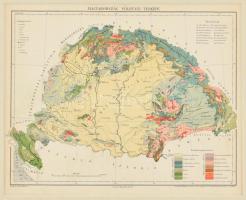 cca 1896 Magyarország földtani térképe, Pallas Nagy Lexikona, Bp., Posner-ny., paszpartuban, 22,5x28 cm
