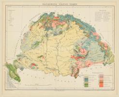 cca 1896 Magyarország földtani térképe, Pallas Nagy Lexikona,  Bp., Posner-ny., paszpartuban, 22,5x28 cm