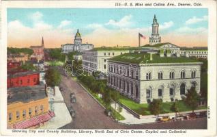 Denver (Colorado), Showing City and County Building, Library, North End of Civic Center, Capitol and Cathedral