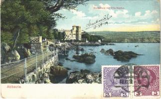 1909 Abbazia, Opatija; Nordstrand mit Villa Neptun / seashore, villa (EK)