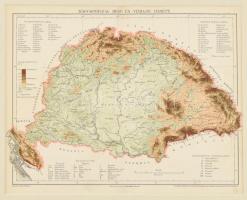 cca 1896 Magyarország hegy- és vízrajzi térképe, Pallas Nagy Lexikona, Bp., Posner-ny., paszpartuban, 22,5x28 cm