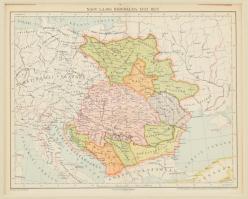 cca 1896 Nagy Lajos birodalma 1382-ben, térkép, Pallas Nagy Lexikona, Bp., Posner-ny., paszpartuban, 22,5x28 cm