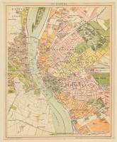 cca 1896 Budapest térképe, Pallas Nagy Lexikona, Bp., Posner-ny., paszpartuban, az egyik sarkán gyűrődéssel, 28x22,5 cm