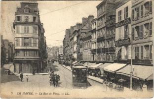 Le Havre, La Rue de Paris, Hotel de la Jetée / street view, tram, café, restaurant and hotel (b)