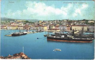 Trieste, Trst; Panorama dalla Lanterna / port, steamships (EK)