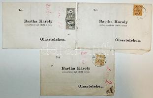 1909 3 db Gyűjtőív az Olasztelken felállítandó honvédszobor javára (nyomtatványként elküldve)