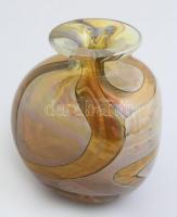 Tigris mintás üveg váza. anyagában színezett, csiszolt, hibátlan. m:7,5 cm