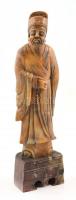 Kínai bölcset ábrázoló zsírkő szobor, m: 20 cm