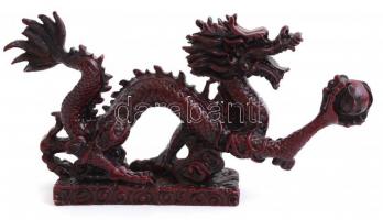 Kínai sárkány figura. Műgyanta . sérüléssel. 23 cm, m: 12 cm