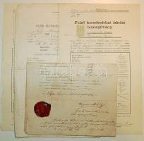 1867-1934 7 db okmánybélyeges vagy viaszpecsétes bizonyítvány