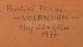 Balikó Ferenc (?-): Csikó (Volendam, Hollandia). Olaj, farost, jelzett, fa keretben, hátoldalán feli...