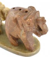 Elefántos füstölőtartó, zsírkő, 13x4,5 cm