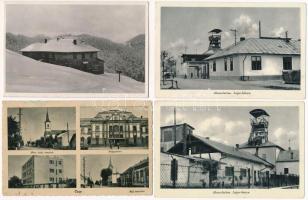 4 db RÉGI kárpátaljai város képeslap: Aknaszlatina, Csap, Mencsul / 4 pre-1945 Transcarpathian town-view postcards: Solotvyno, Chop, Mencsely