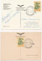2 db MODERN MALÉV repülős motívum képeslap (1961 Budapest A Levegő Meghódítása Kiállítás Közlekedési...