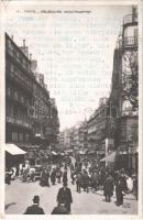 Paris, Faubourg Montmartre / street view, omnibus, horse-drawn carriages, shops (EK)