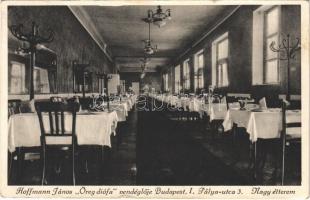 Budapest I. Hoffmann János Öreg diófa vendéglője, nagy étterem, belső. Pálya utca 3.