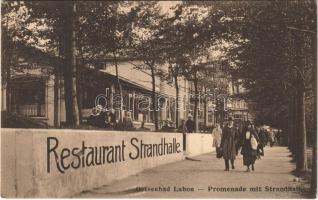 Laboe, Promenade mit Strandhalle / street view, restaurant (EK)