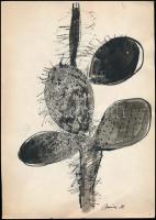 Borsos M jelzéssel, 2 db mű: Kaktusz. Tus, papír. Egyiken lap széli apró szakadásokkal. 29,5x21 cm