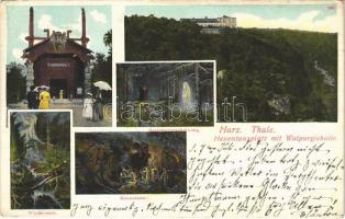 1909 Thale am Harz, Hexentanzplatz mit Walpurgishalle, Windsbraut, Hexentanz, Gretchenerscheinung / mountain, cave (EK)