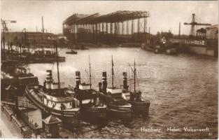 Hamburg, Hafen, Vulkanwerft / port, dock, Vulkan shipyard, steamships