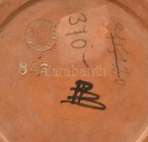 Szlovák kerámia váza, festett, mázas, Modra jelzéssel, kis lepattanással, m: 25,5 cm