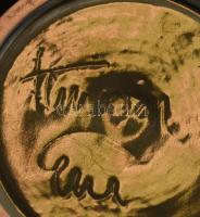 Fekete kerámia hamutartó, alján jelzett, hibátlan, d: 13,5 cm