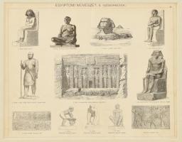 cca 1896 Egyiptomi művészet II. (Szoborművek.), Pallas Nagy Lexikona, Bp., Pallas-ny., paszpartuban, 22,5x28 cm