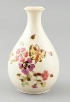 Zsolnay pillangómintás porcelán váza, kézzel festett, jelzett, hibátlan, m: 11 cm