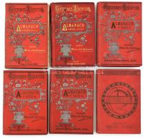 Almanach és Mikszáth Almanachja. 6 db 1888-1911-ig. Aranyozott egészvászon kötés, általában jó állapotban, kisebb hibákkal.