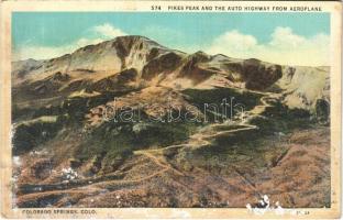 Colorado Springs (Colorado), Pikes Peak and the auto highway from aeroplane (wet damage)